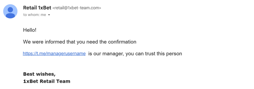 via the company's official email address